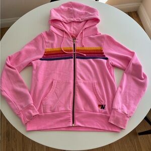 Aviator Nation 5 STRIPE HOODIE - NEON PINK